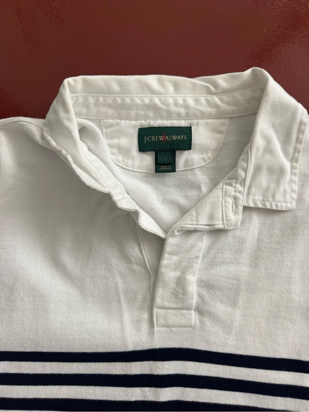 J. Crew Men’s Navy & White Long-Sleeve Rugby Shirt Size Large